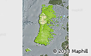 Physical Map of CHILOE, darken, semi-desaturated