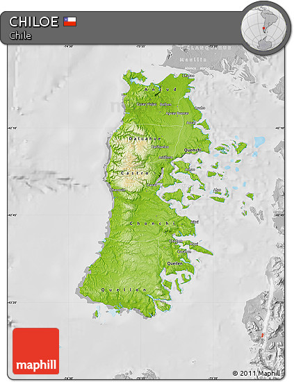 Physical Map of CHILOE, lighten, desaturated