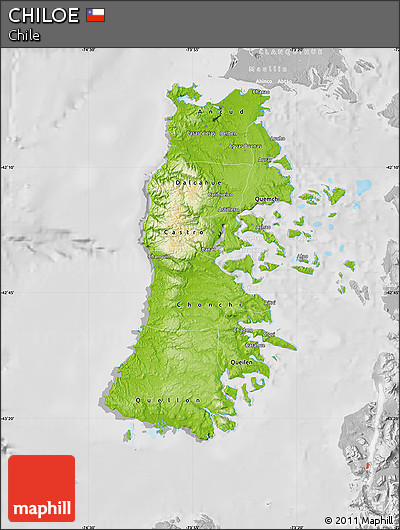 Physical Map of CHILOE, lighten, desaturated