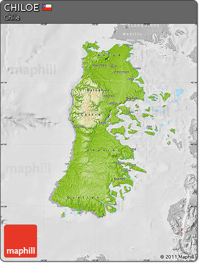 Physical Map of CHILOE, lighten, desaturated