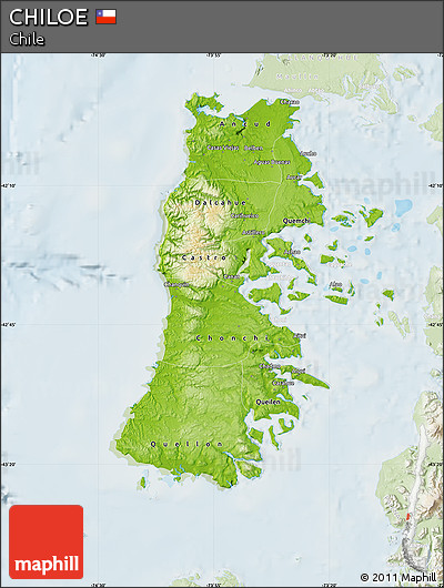 Physical Map of CHILOE, lighten