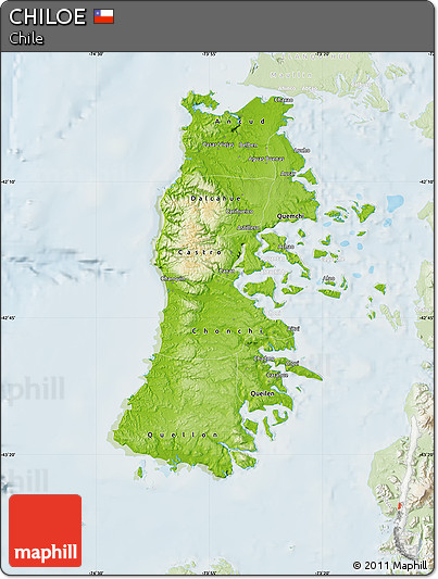 Physical Map of CHILOE, lighten