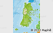 Physical Map of CHILOE, political shades outside