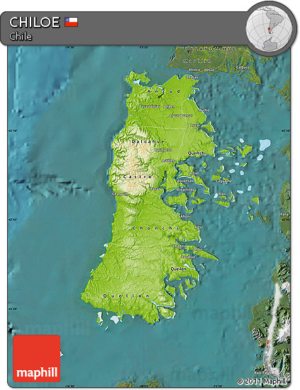 Physical Map of CHILOE, satellite outside