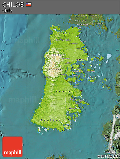 Physical Map of CHILOE, satellite outside