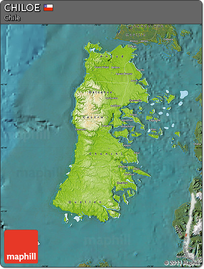 Physical Map of CHILOE, satellite outside