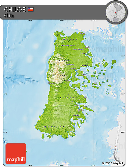 Physical Map of CHILOE, single color outside