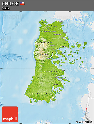Physical Map of CHILOE, single color outside