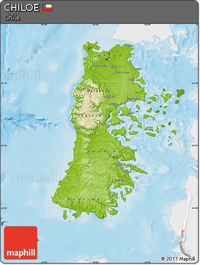 Physical Map of CHILOE, single color outside