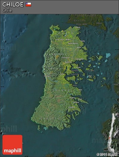 Satellite Map of CHILOE, darken