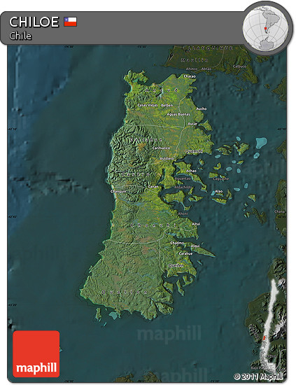 Satellite Map of CHILOE, darken
