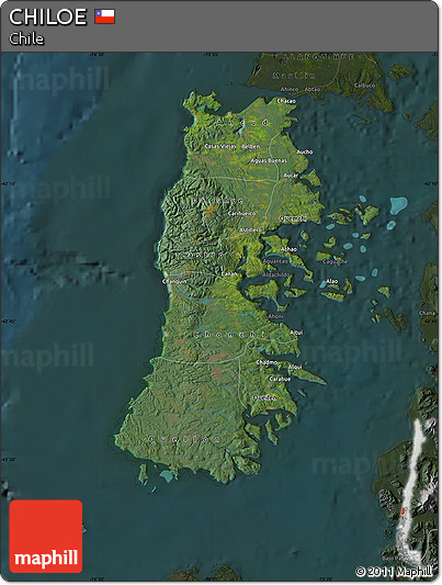 Satellite Map of CHILOE, darken
