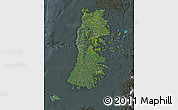 Satellite Map of CHILOE, darken, semi-desaturated