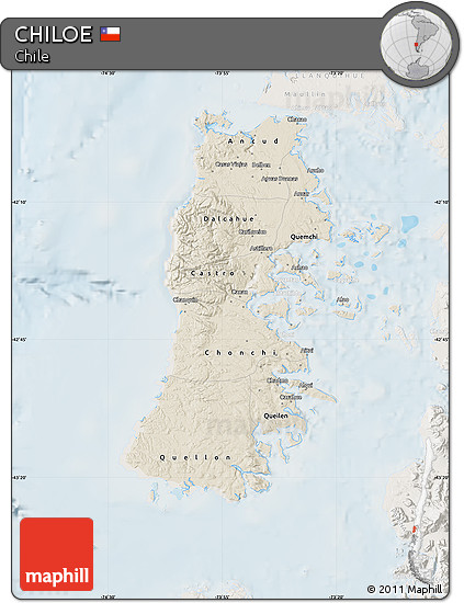 Shaded Relief Map of CHILOE, lighten