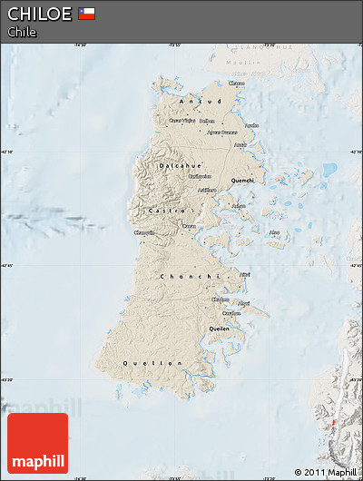 Shaded Relief Map of CHILOE, lighten