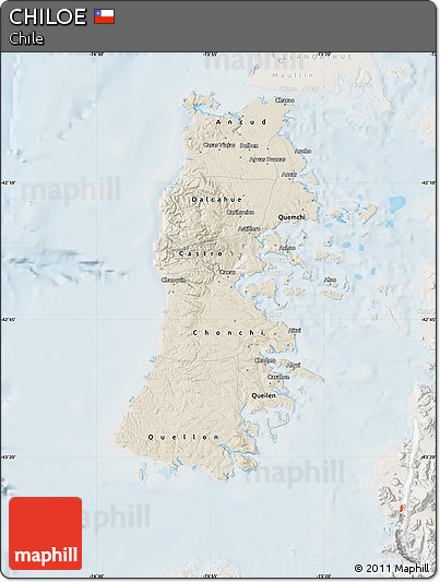 Shaded Relief Map of CHILOE, lighten