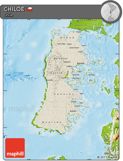 Shaded Relief Map of CHILOE, physical outside
