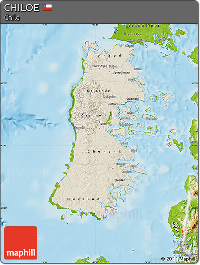 Shaded Relief Map of CHILOE, physical outside