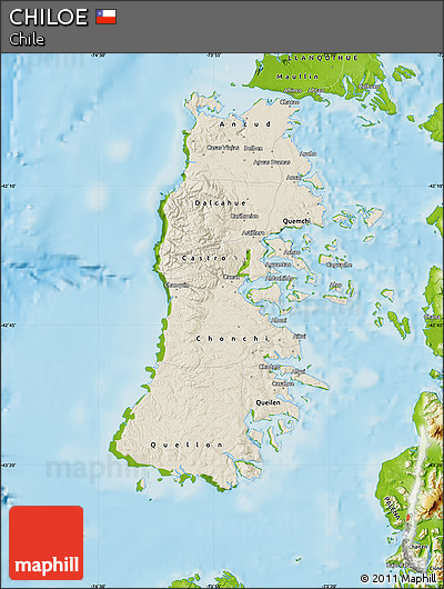 Shaded Relief Map of CHILOE, physical outside