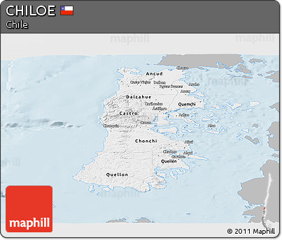Gray Panoramic Map of CHILOE, single color outside