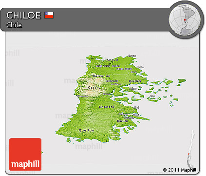 Physical Panoramic Map of CHILOE, cropped outside