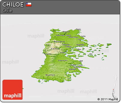 Physical Panoramic Map of CHILOE, cropped outside
