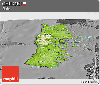 Physical Panoramic Map of CHILOE, darken, desaturated