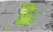 Physical Panoramic Map of CHILOE, darken, desaturated