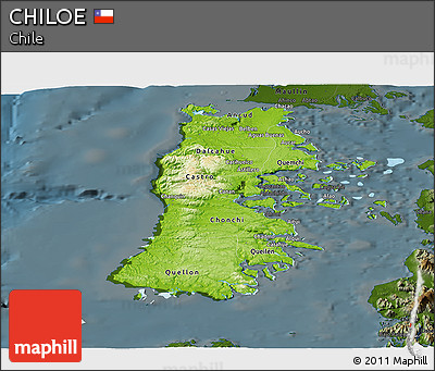 Physical Panoramic Map of CHILOE, darken
