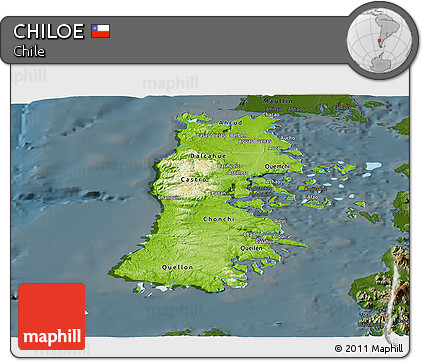 Physical Panoramic Map of CHILOE, darken