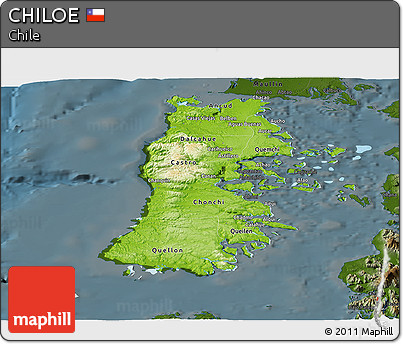 Physical Panoramic Map of CHILOE, darken