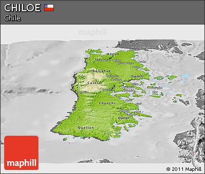 Physical Panoramic Map of CHILOE, desaturated