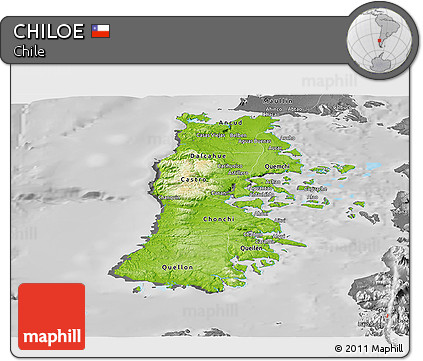 Physical Panoramic Map of CHILOE, desaturated