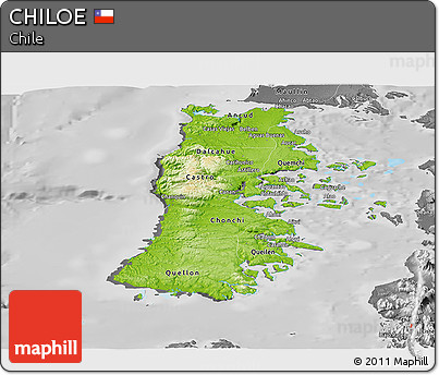 Physical Panoramic Map of CHILOE, desaturated