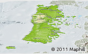 Physical Panoramic Map of CHILOE, lighten, semi-desaturated