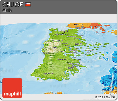Physical Panoramic Map of CHILOE, political outside