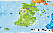 Physical Panoramic Map of CHILOE, political outside