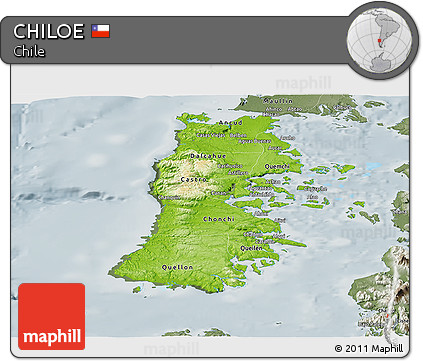 Physical Panoramic Map of CHILOE, semi-desaturated
