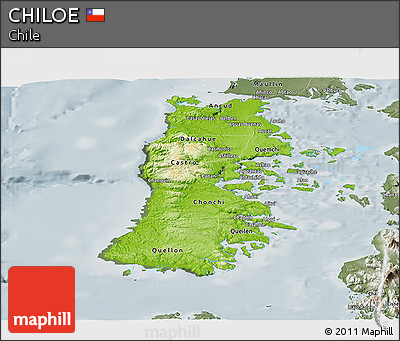 Physical Panoramic Map of CHILOE, semi-desaturated