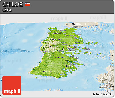 Physical Panoramic Map of CHILOE, shaded relief outside
