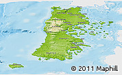 Physical Panoramic Map of CHILOE, single color outside