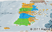 Political Panoramic Map of CHILOE, semi-desaturated