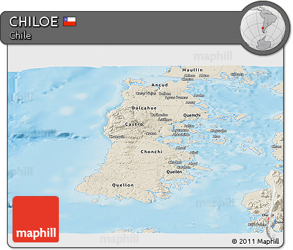 Shaded Relief Panoramic Map of CHILOE
