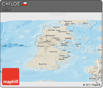 Shaded Relief Panoramic Map of CHILOE
