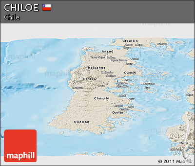 Shaded Relief Panoramic Map of CHILOE