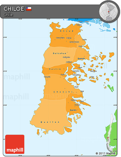Political Shades Simple Map of CHILOE