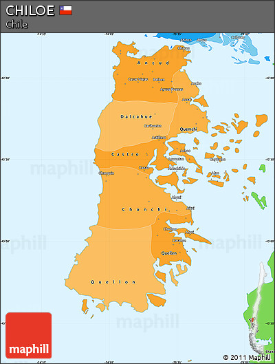 Political Shades Simple Map of CHILOE