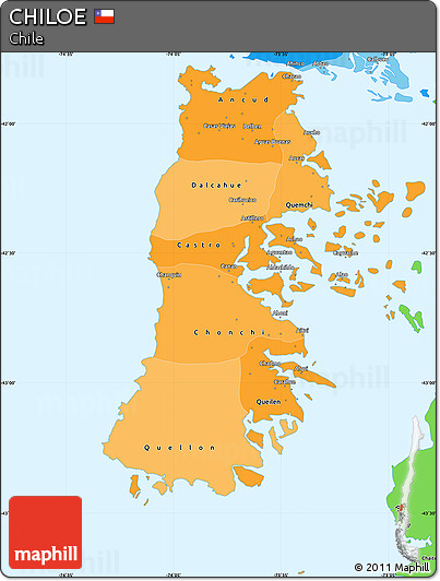 Political Shades Simple Map of CHILOE