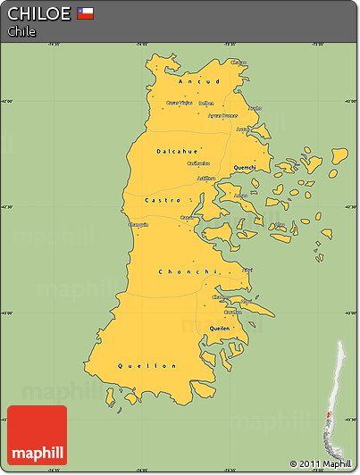 Savanna Style Simple Map of CHILOE, cropped outside