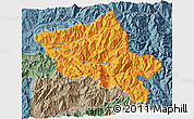 Political 3D Map of Salamanca, semi-desaturated